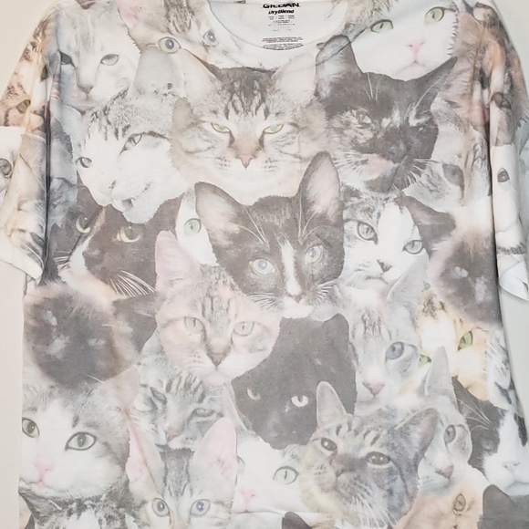 Mens Cat tee Cats All Over T-shirt 2XL XXLARGE - Picture 7 of 9